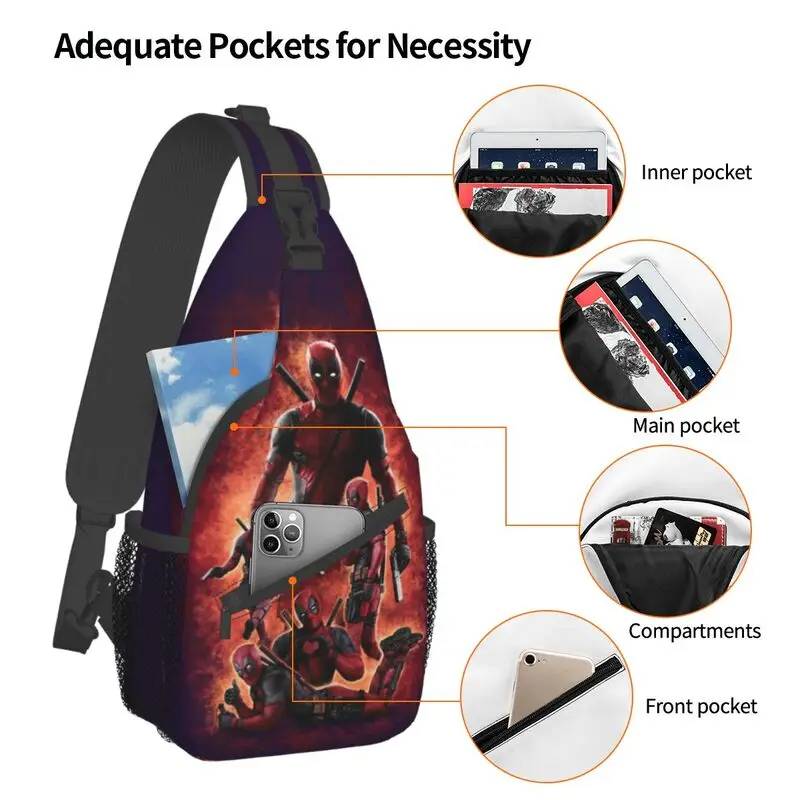 Deadpool Sling Crossbody Backpack Men Custom Shoulder Chest Bag for Traveling Daypack