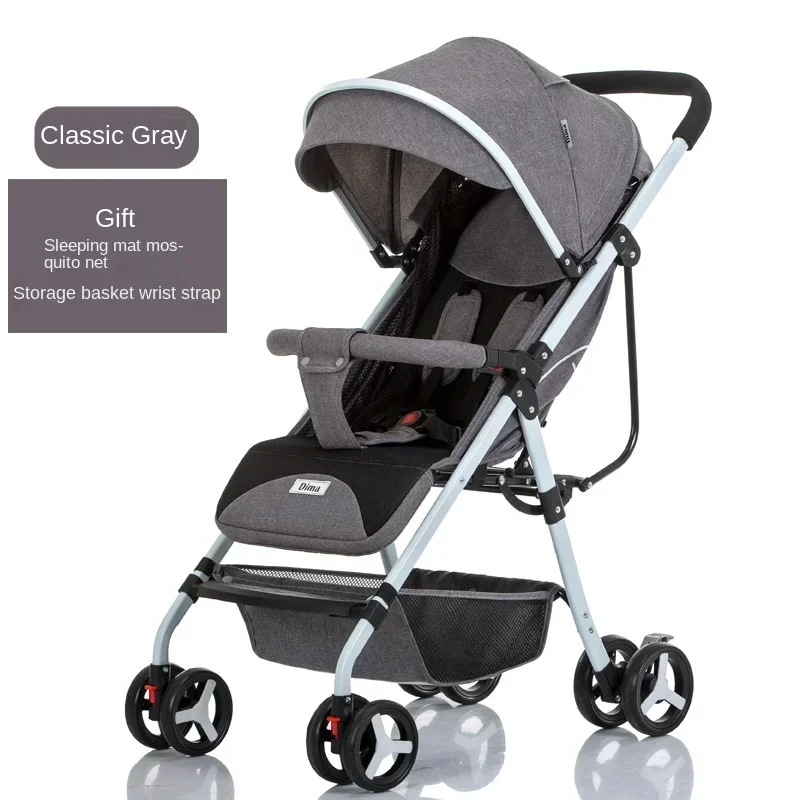 Four-wheeled Stroller High Landscape Lightweight Folding Newborn Two-way Swivel Seat Shock-absorbing Portable Baby Stroller