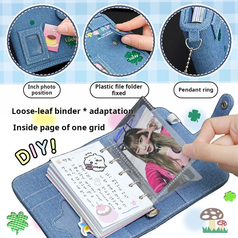 

Mini Notebook M5 Vintage Sweet Clover Series Scrapbook Journal Portable Notepad Colorful Page Binder Notebook for Kids Girl