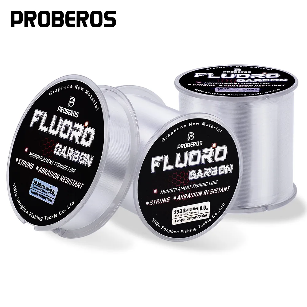 300M Fluorocarbon Coating Fishing Line Carbon Fiber Leader Line Fishing Lure Wire Sinking Line 0.12-0.50mm 2.2lb-29.3lb