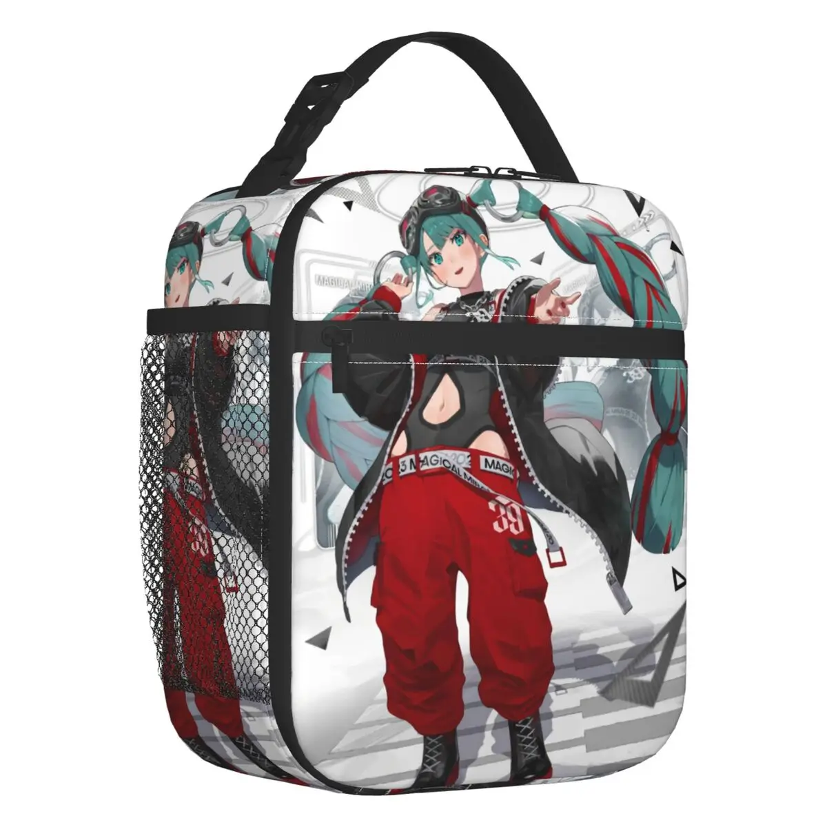 カスタム初音ミク-vocaloid-ロックアニメポータブルランチボックス女性用サーマルクーラー食品断熱ランチバッグ学校学生