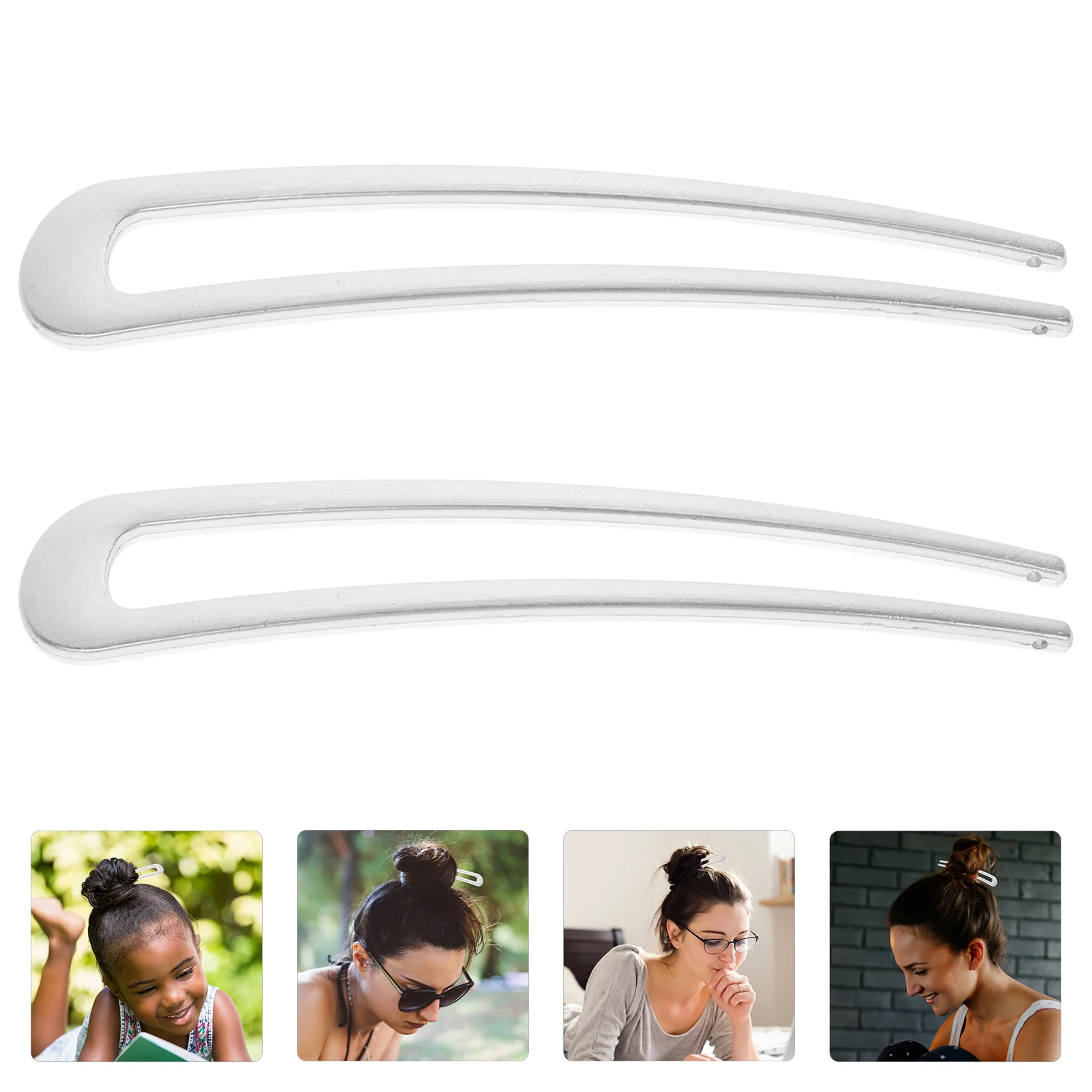 

2 Pcs Hair Fork U-shaped Hairpin Headwear Accessories Pins Metal Sticks Buns Decorative