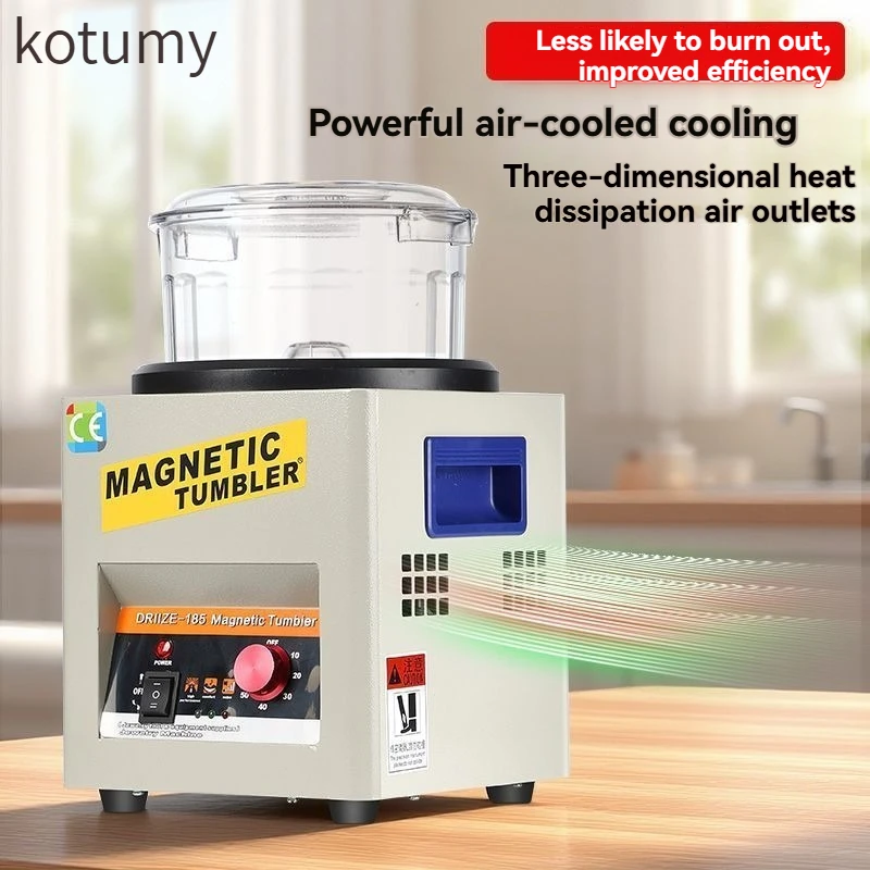 KOTUMY 220V Magnetic Polisher - Jewelry Cleaning Machine Metal Deburring Rust Removal for Gold Silver Aluminum Alloy Parts