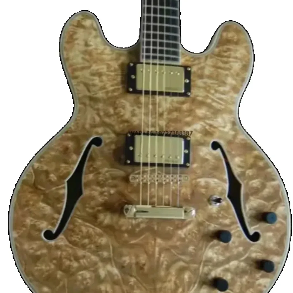 جيتار كهربائي من Archtop Jazz، جسم مجوف من خشب القيقب مع لوحة أصابع من خشب الأبنوس في الصين