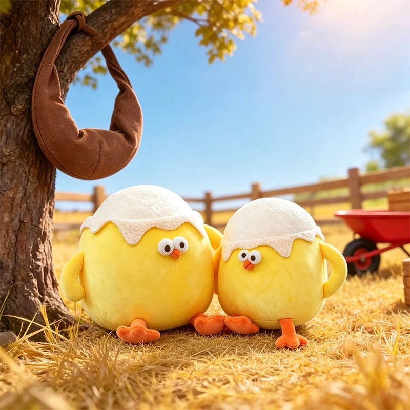 Beer Chicken Plush Doll, Round Hatching Egg Chick Stuffed Toy, Cute Broken Eggshell Chicken Pillow Sofa Ornament Birthday Gift