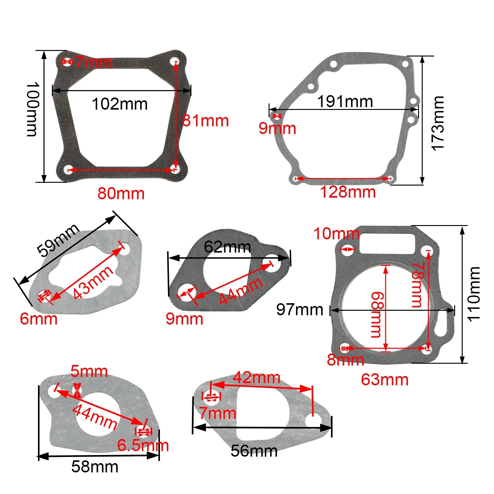 Cylinder Head Full Gasket Kit for Honda GX160 GX200 GX 160 200 5.5HP 6.5HP Engine 168F Exhaust Muffler Gasket