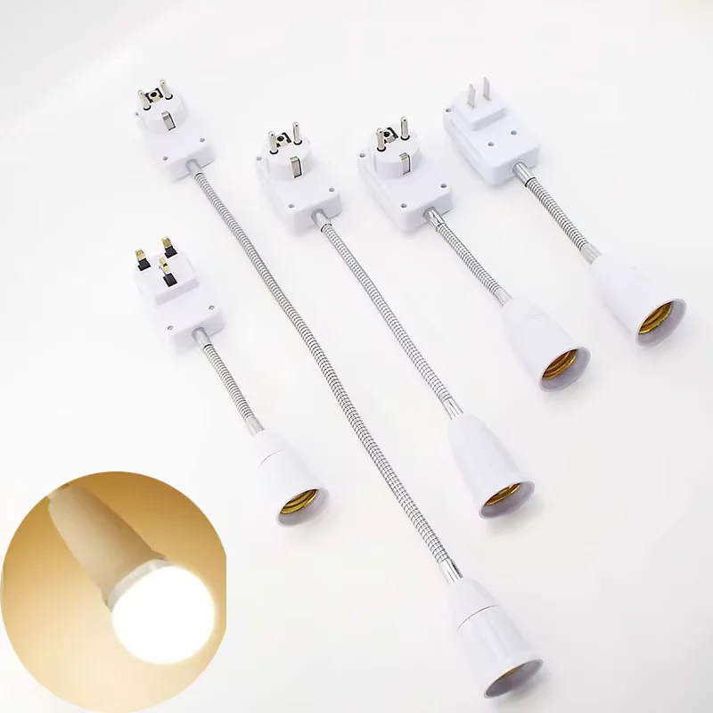 

EU US Plug to E27 Lamp Holder Light Bulb Socket With Switch Flexible Lamp Base Conversion Table Lamp Converter 20cm 30cm 50cm