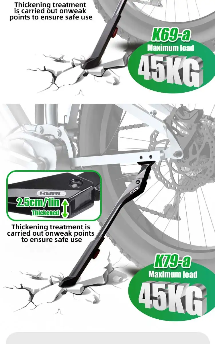 RBRL Fahrradständer, verstellbarer MTB-Fahrradständer, Aluminiumlegierung, verdickter Fahrrad-Seitenstützständer für 24–29 Zoll Rennrad-Elektrofahrrad – Detail 11