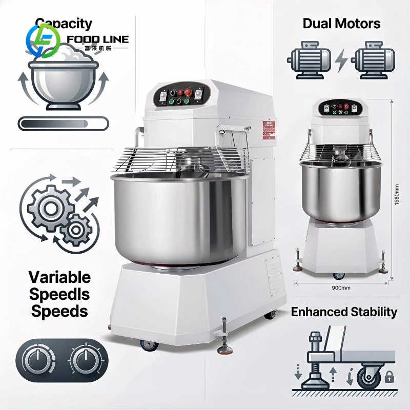 Hours Kneading 100kg 260L Commercial Pizza Dough Mixer Bakery Mixer Machine Spiral Mixer