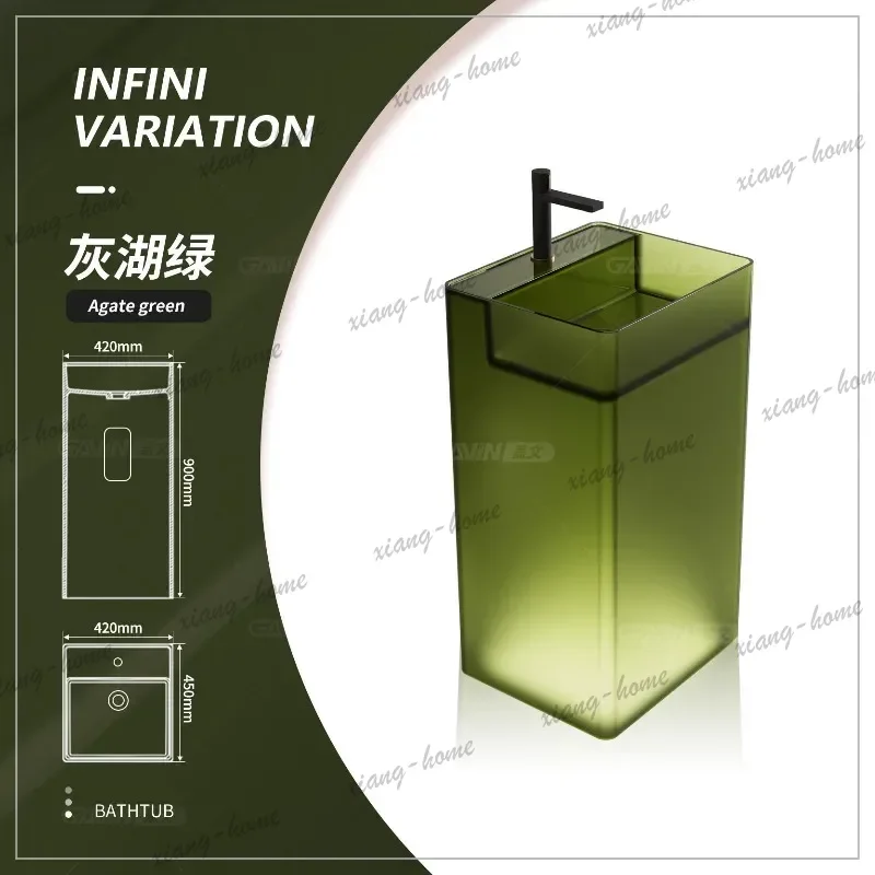 Column basin Transparent color floor wash basin Square resin wash basin