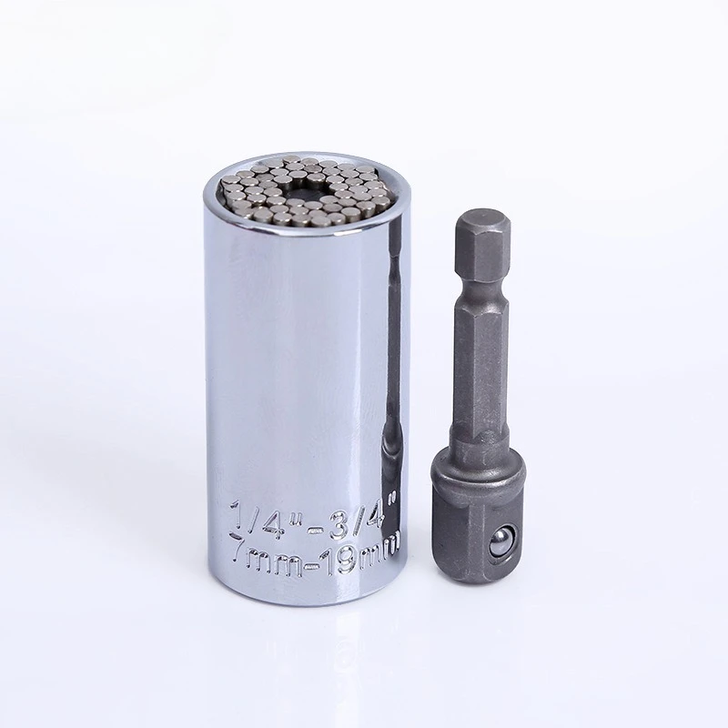 Universal Multi-purpose Socket Wrench Head Set Sleeve Gadget 7-19mm Power Drill Adapter Spanner Key Nut Magic Grip Hand Tools