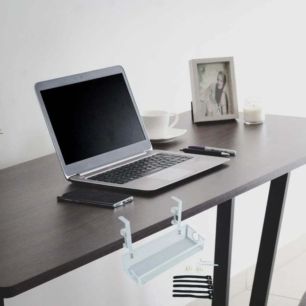 Metal Under Desk Cable Management Tray Charging Data Cord Under Table Storage Rack No Punching Home Office Wire Organizer