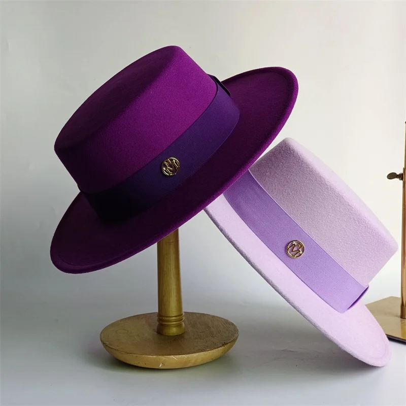Light Purple Fedora Flat Top M Accessories Red Felt Hat Men's Jazz Flat Church Hat Women's Hat Men шляпа женская