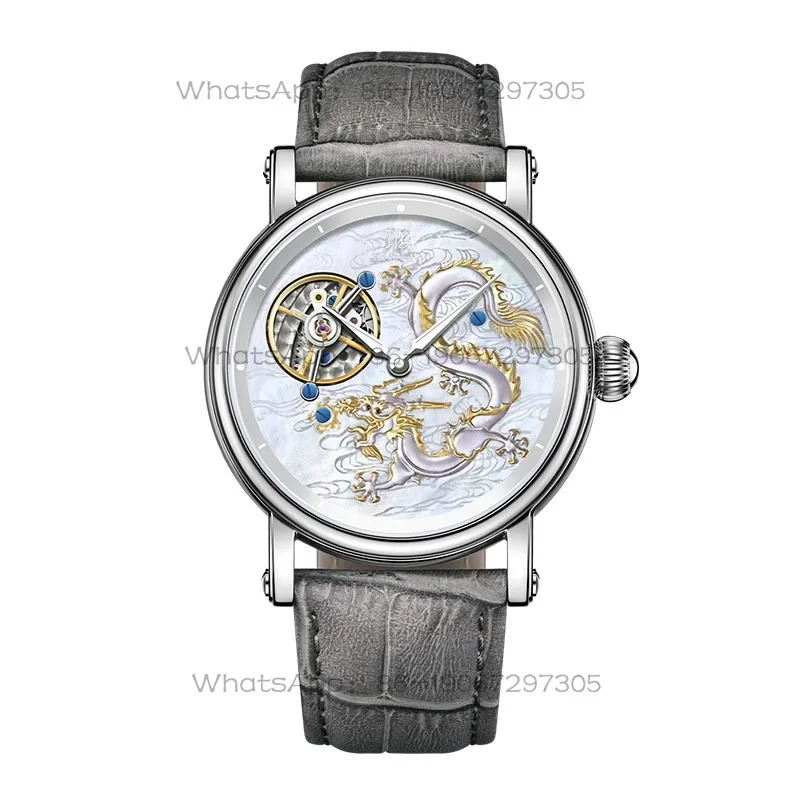 Reloj Time Island Watch 1 Store Shanghai para Hombre, Tourbillon, Año del Dragón, Mecánico Manual, Luminoso e Impermeable