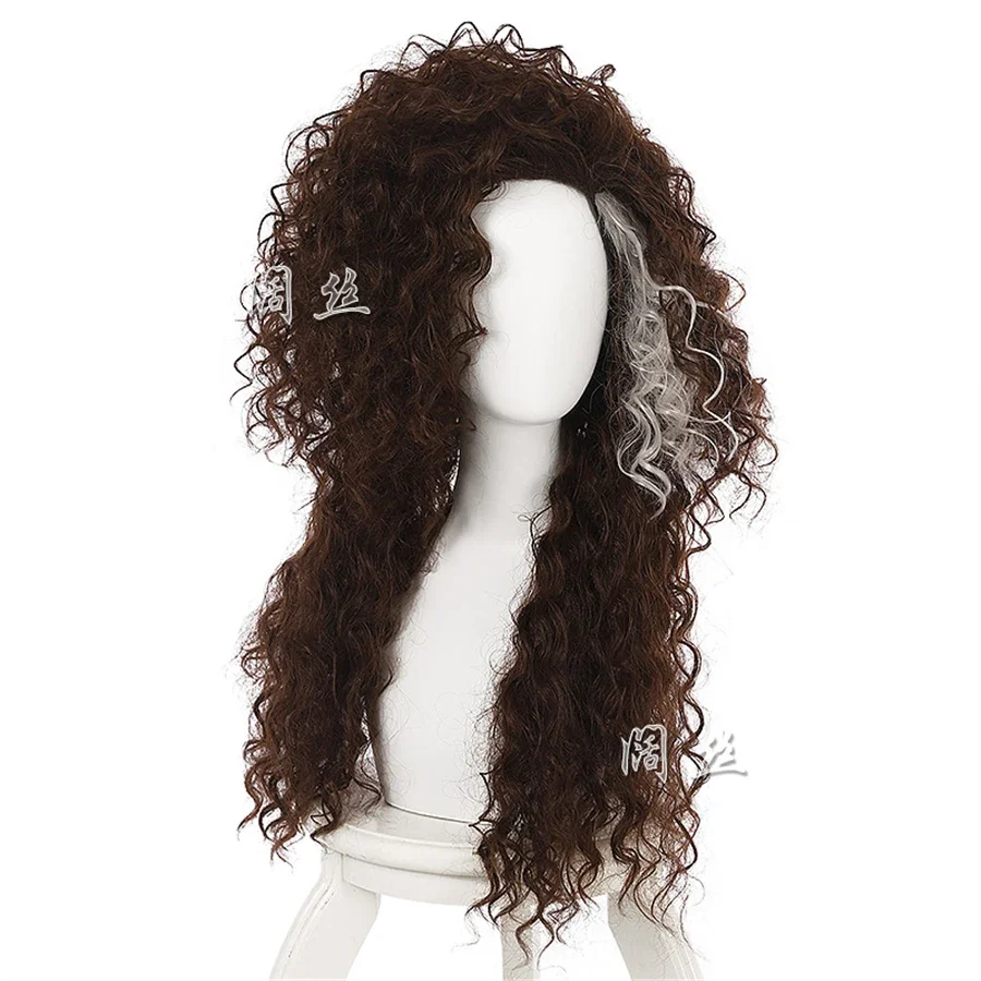 Movie Film Character Bellatrix Lestrange Long Brown Mixed Wavy Wig Bella Wigs Heat Resistant Cosplay Costume Wig + Wig Cap