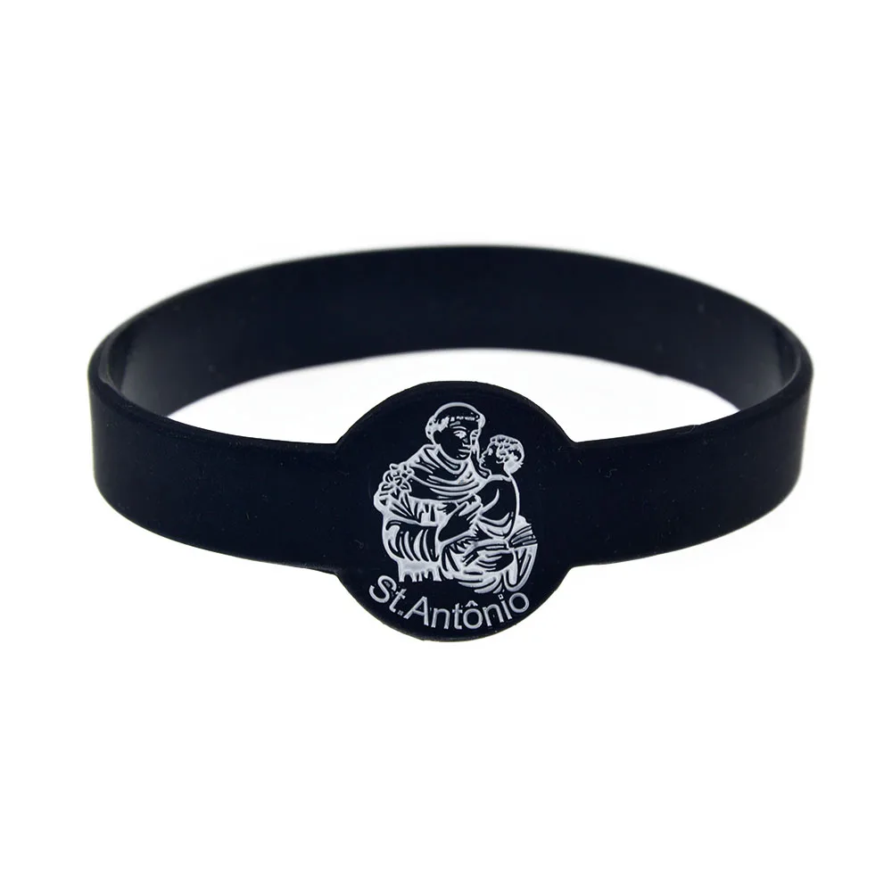 1 PC Jesus Silikon-Armband St. Antonius Rogai Por Nos Personalisiertes Glaubensgeschenk Armreif für Katholische Männer und Frauen – Detail 3