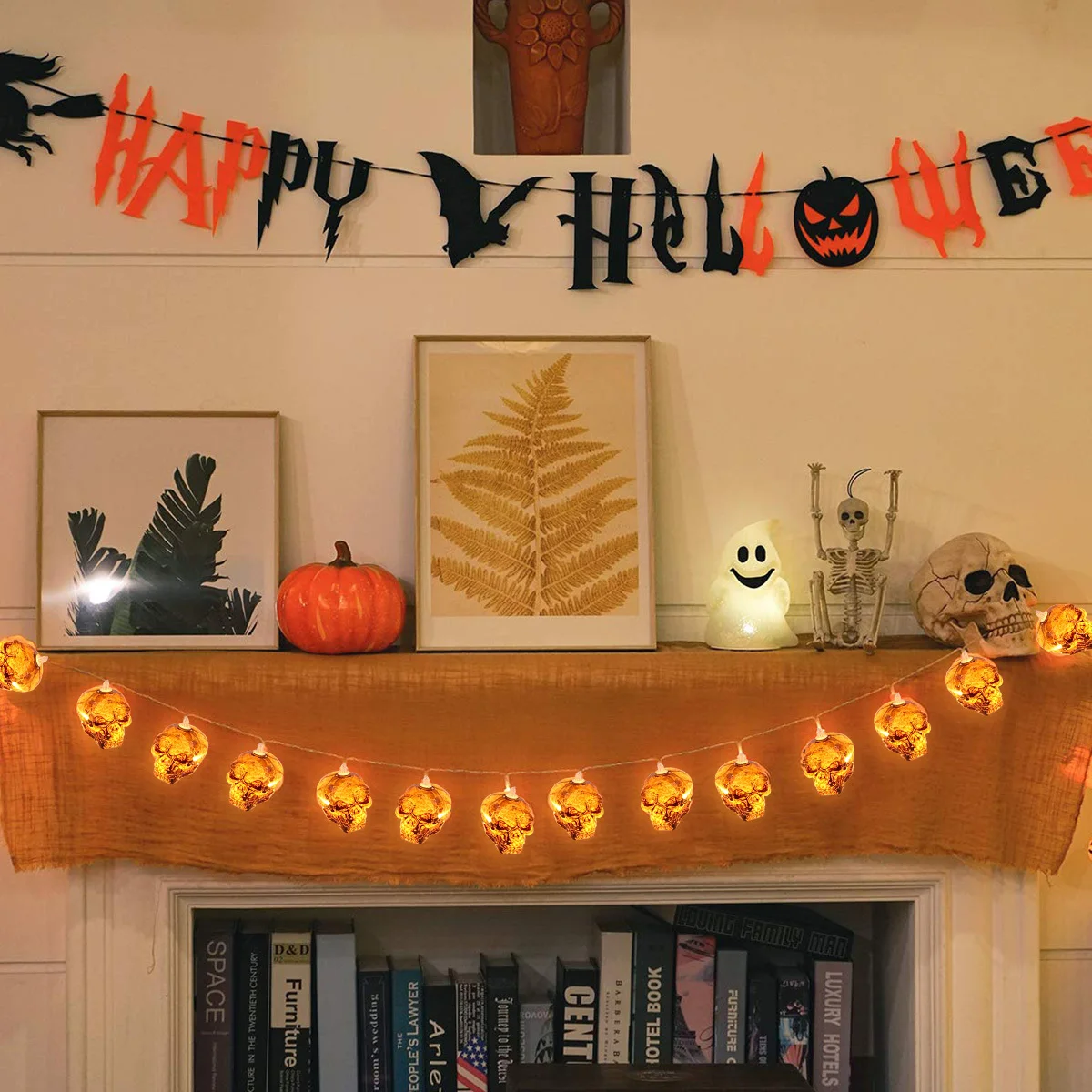 

Halloween Lamp String Skull Friendly Safe Use Outdoor Party Garden Decoration Light String Warm Atmosphere
