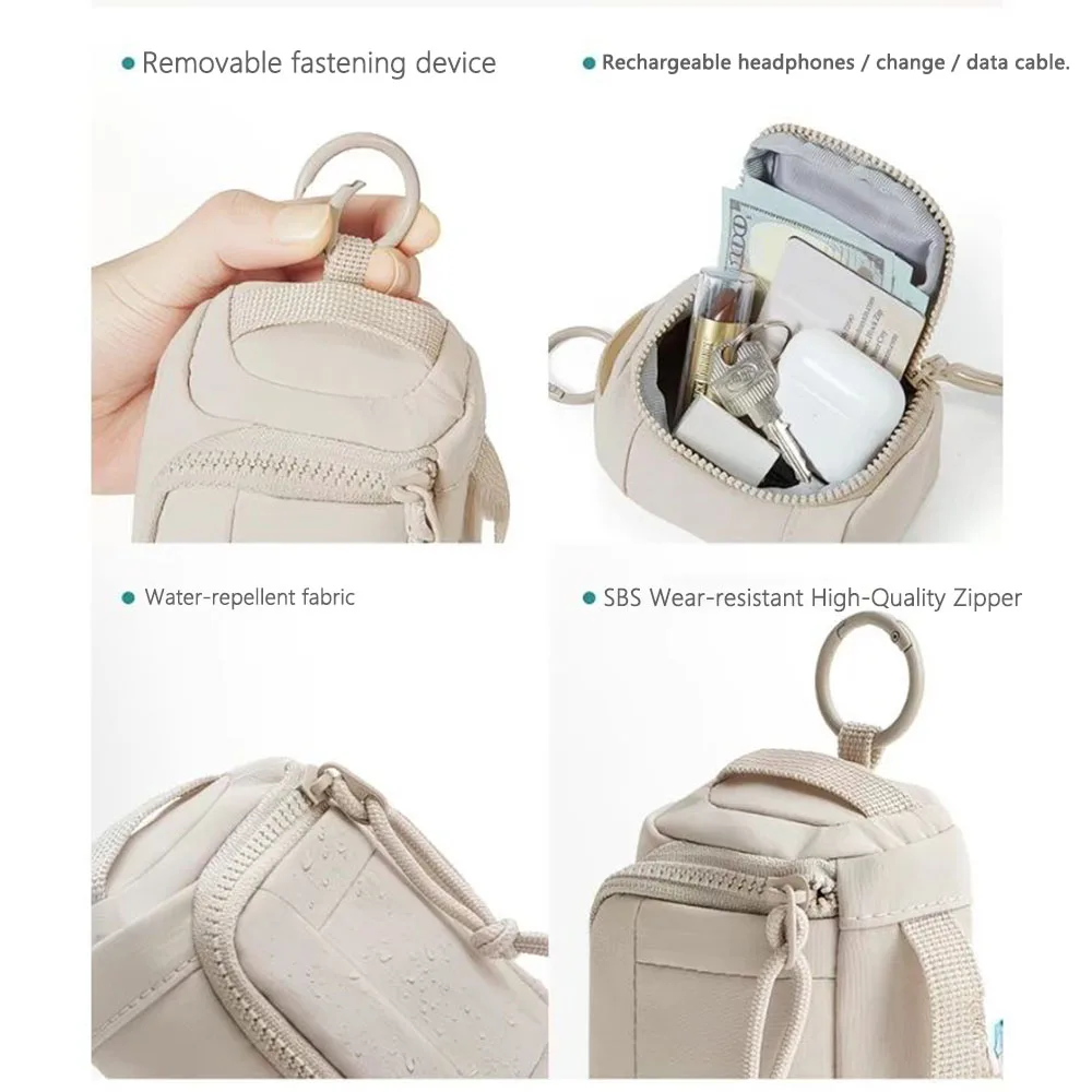 Mini Tragbare Kopfhörer- und Ausweisaufbewahrungstasche, Abnehmbare Kompakte Hängetasche, Praktischer Unterwegs-Kartenhalter und Münzgeldbörse – Detail 5