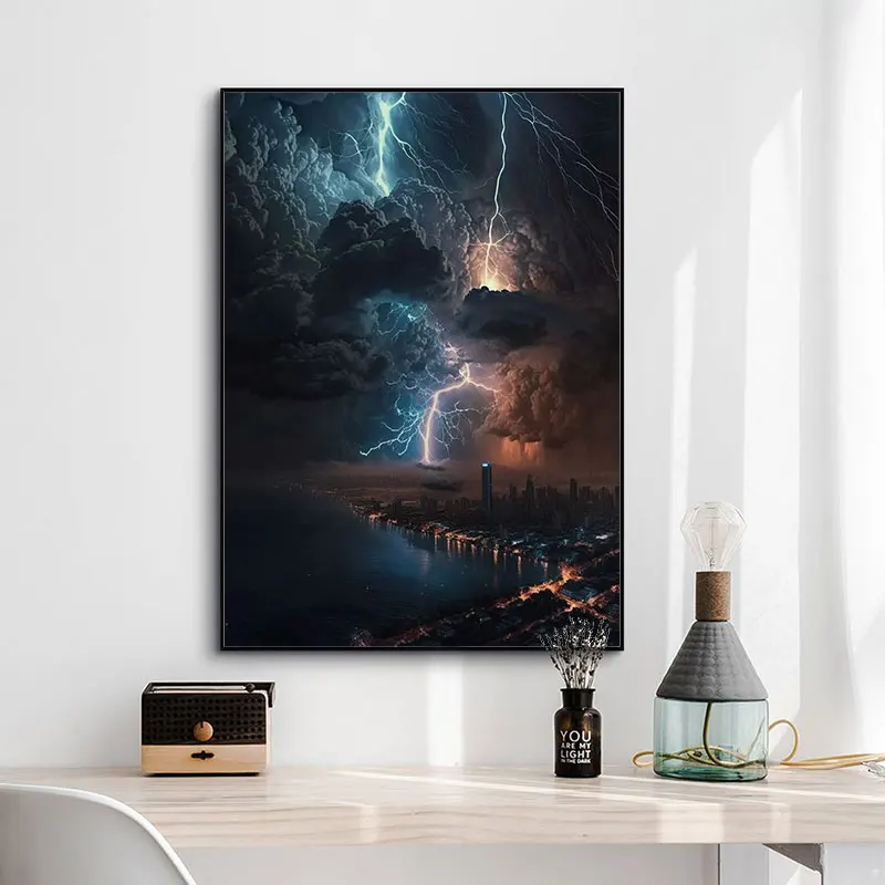 Natural Climate Phenomena Thunderstorm Posters Modern Room Home Decor Realistic Scenery Art Wall Pictures Canvas Painting Gifts