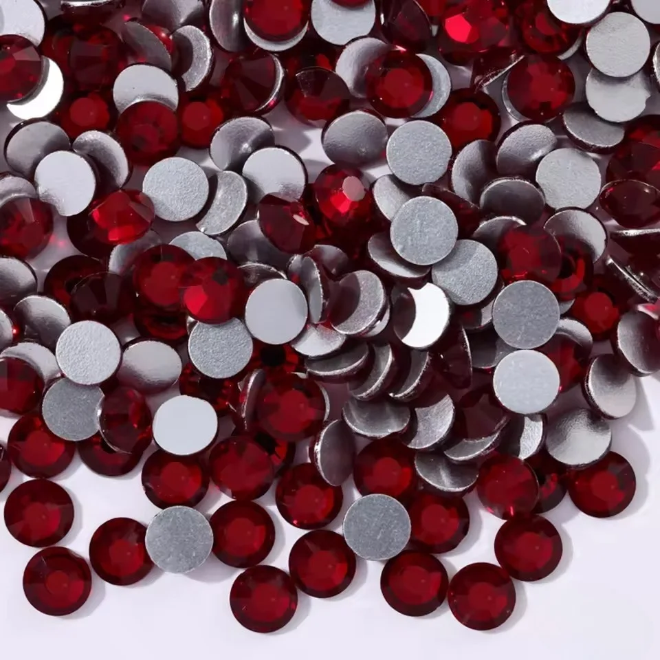 سيام الأحمر SS3-SS30 زجاج كريستال بريق مسمار الفن زينة الفضة أحجار الراين المسطحة غير الإصلاح لتقوم بها بنفسك حقيبة الأحذية الكريستال #2