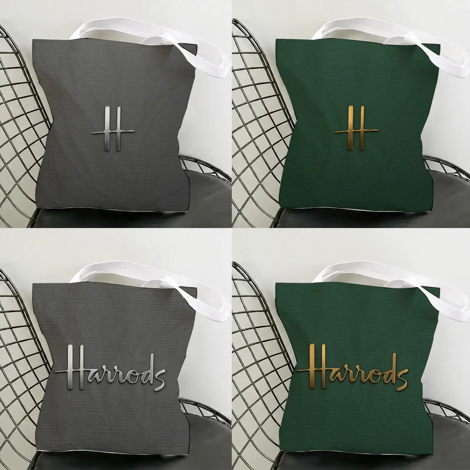 London L-Harrods Knightsbridge Storage Bags Canvas Tote Bag Women Large Capacity Reusable Eco Shopping Bag Shoulder Handbag