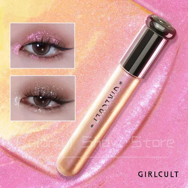 Girlcult New Fine Glitter Sequins  Illusion Liquid Eyeshadow Lips Silkworm Highlight Stacked Single-color Eyeshadow Cosmetics