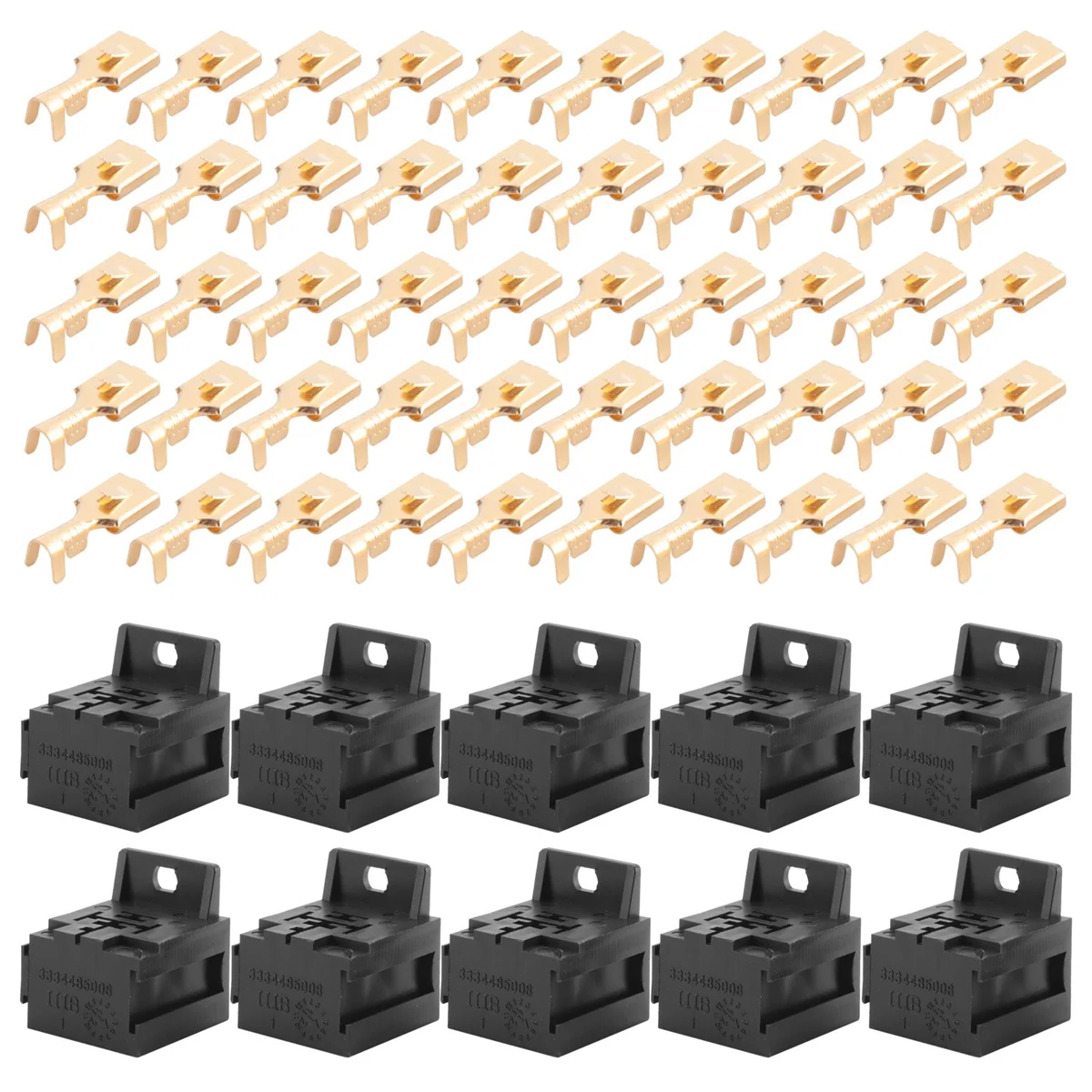 Car Auto 30A-80A Relay Bracket Terminal Case Holder Relay Base Holder 5 Pin Socket with 50Pcs 6.3mm Terminals for Car