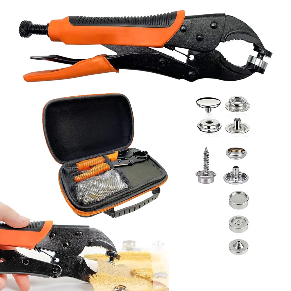 Metal Snap Pliers Fasteners Kit Hand Press Tool With 3 Dies Adjustable Magnetic Snap DIY Fastener Tools For Craft Sewing Clothes