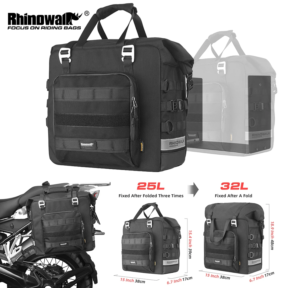 

Rhinowalk Motorcycle Side Saddle Bag Waterproof 25L-32L Quick Release 3D Motorbike Pannier Bag Travel luggage Storage Box 1Pc