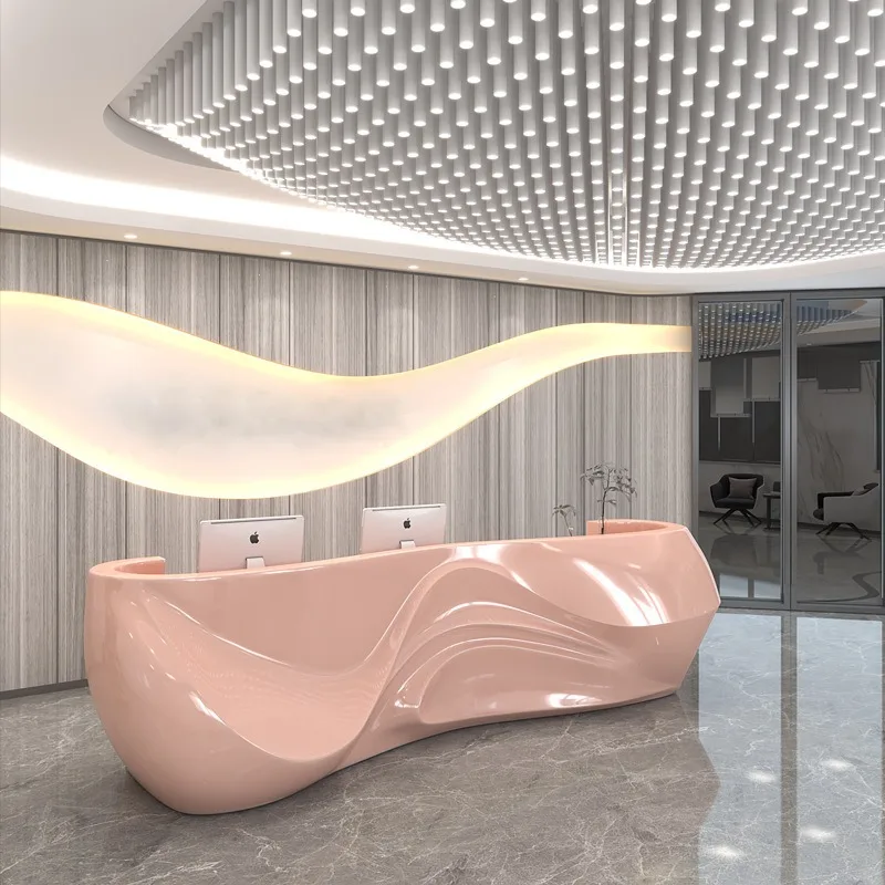 Simple modern special-shaped counter FRP bar beauty salon reception desk hotel front desk clothing store checkout page