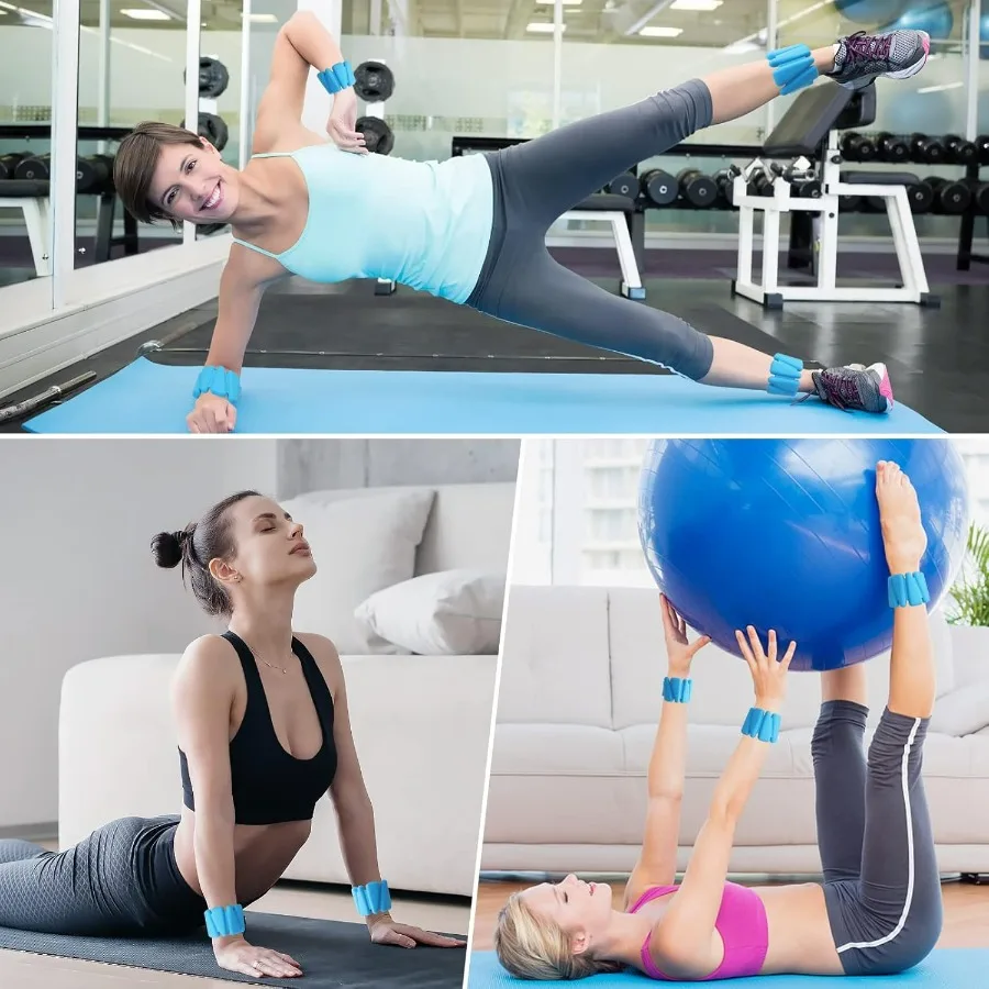 MXiiXM مجموعة أوزان معصم من السيليكون قابلة للتعديل مكونة من 2 للنساء والرجال يمكن ارتداؤها لأوزان الكاحل والمعصم مثالية لليوجا والرقص والبيلاتيس P