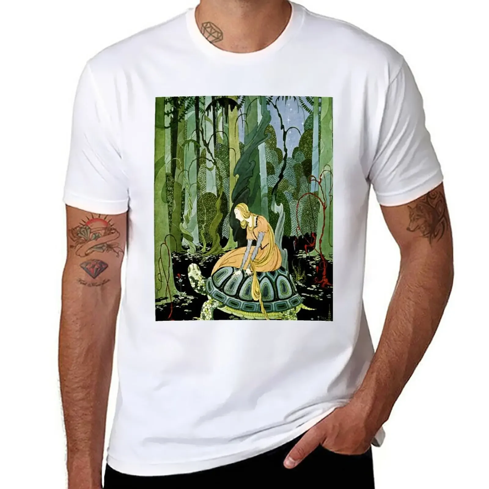 HD. Blondine and the Tortoise; by Virginia Frances Sterrett (1920) T-Shirt sports fans heavy weight t shirts for men