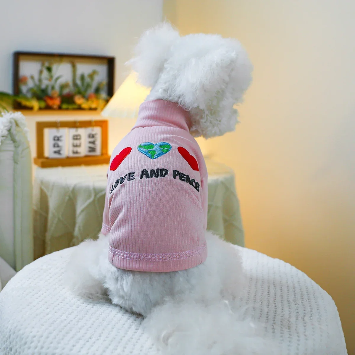 Valentine's Day Love and Peace Bottom Shirt - Pink Dog Clothes Cat Clothes Dog Costume Jumper