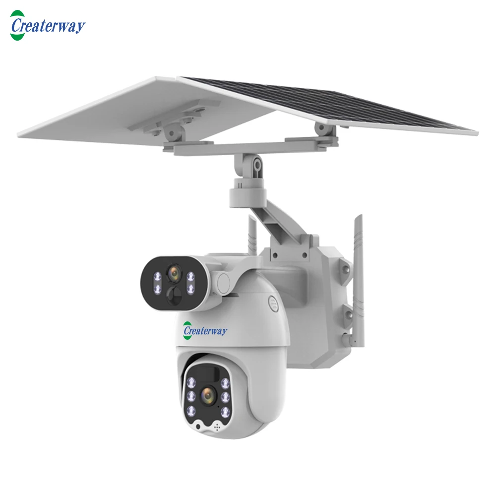 Dual Lens 6MP CMOS Sensor 4G PTZ Camera With Night Vision AI Two-Way Audio Cloud Storage IP66 Waterproof H.265 CE ROHS Certified