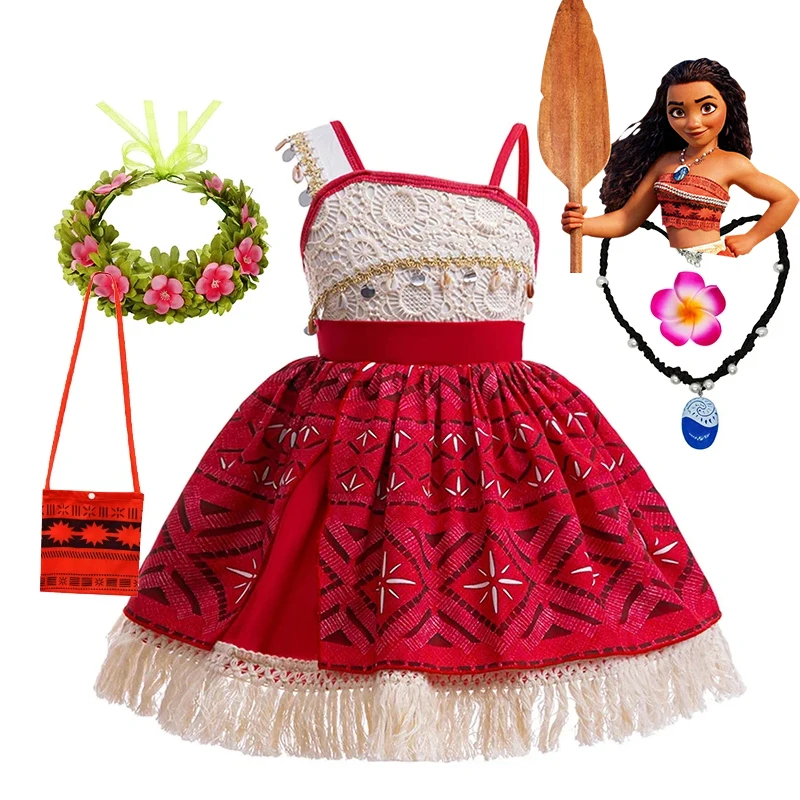 Vestido de princesa Moana 2 de Disney para niñas, disfraz de Vaiana para fiesta de Carnaval, disfraz de aventura en el océano, ropa elegante de Halloween para niños