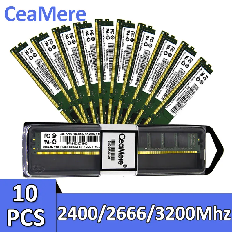 CeaMere DDR4 10 pcs desktop memory, 4g, 8g, 16g, 32g, 2400Mhz, 2666Mhz,3200Mhz, 288pin memoriam ram pc general memory wholesale