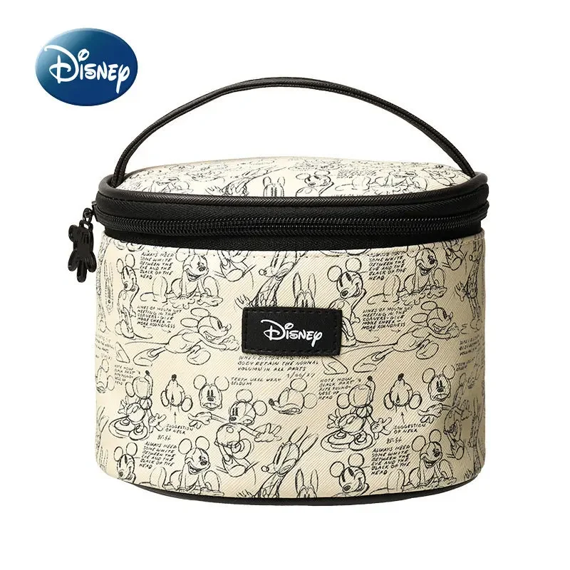 Disney Mickey New Cosmetic Bag Luxury Brand Original Fashionable Women's Portable Cosmetic Bag Large Capacity Cartoon Wash Bag