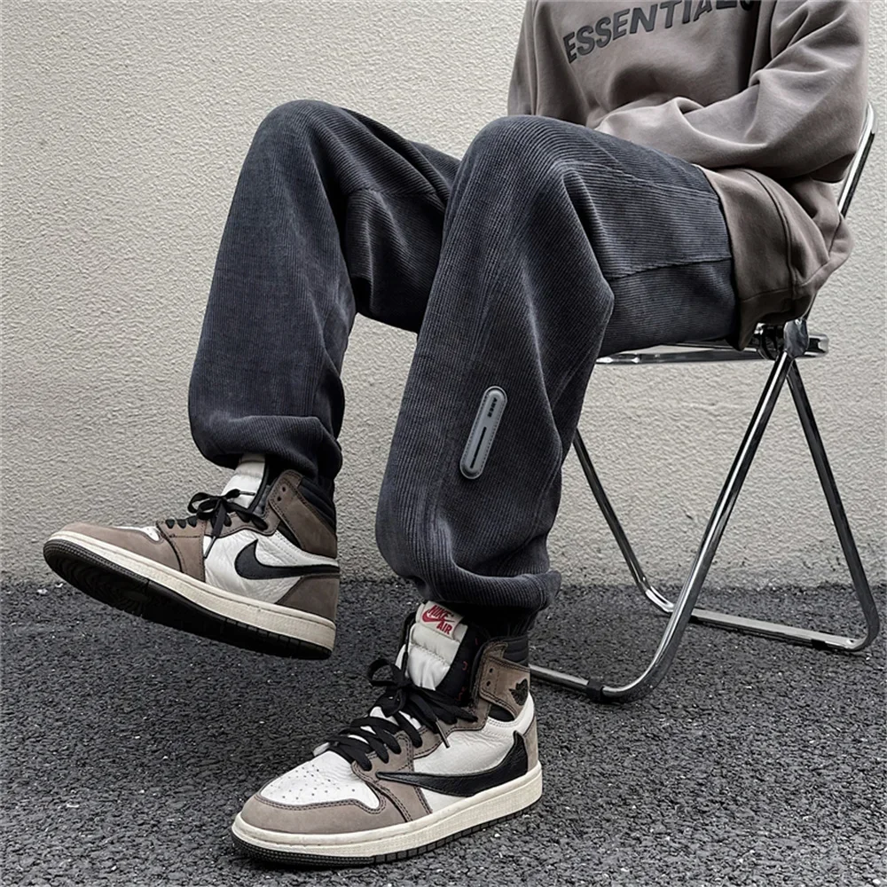 

Вельветовые повседневные брюки мужские новые прямые брюки-карго повседневные модные однотонные свободные брюки трендовые брюки полной длины