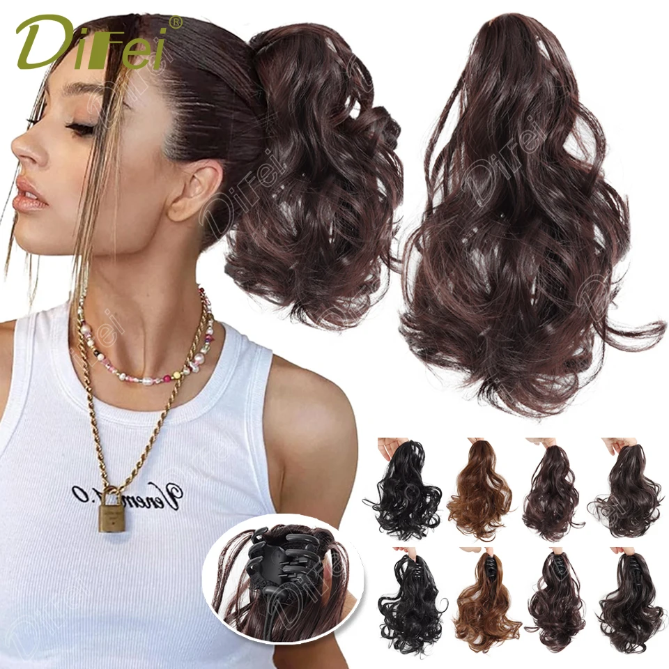 

DIFEI Synthetic Short Curly Ponytail Wig with Clip-in Style Curly Short Ponytail Wig Suitable for Women Beginners to Wear Use
