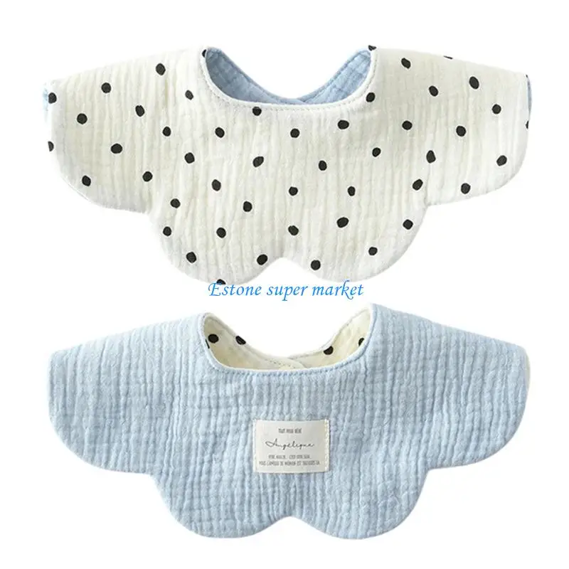 090B Double Sided Infant Bib Gentle Cotton Fabric Burp Cloth Double Use Saliva Towel