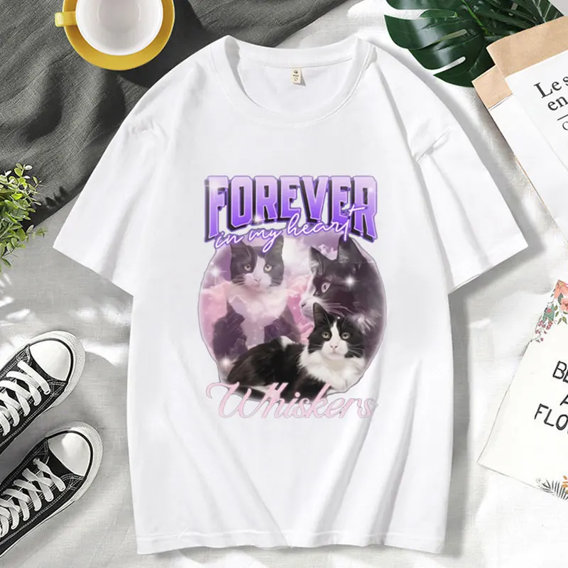 Rest in Power Pumpkin Puss Satire T Shirt Male Funny Cat Graphic T Shirts Vintage Harajuku Oversized T-shirt Short Sleeve Unisex