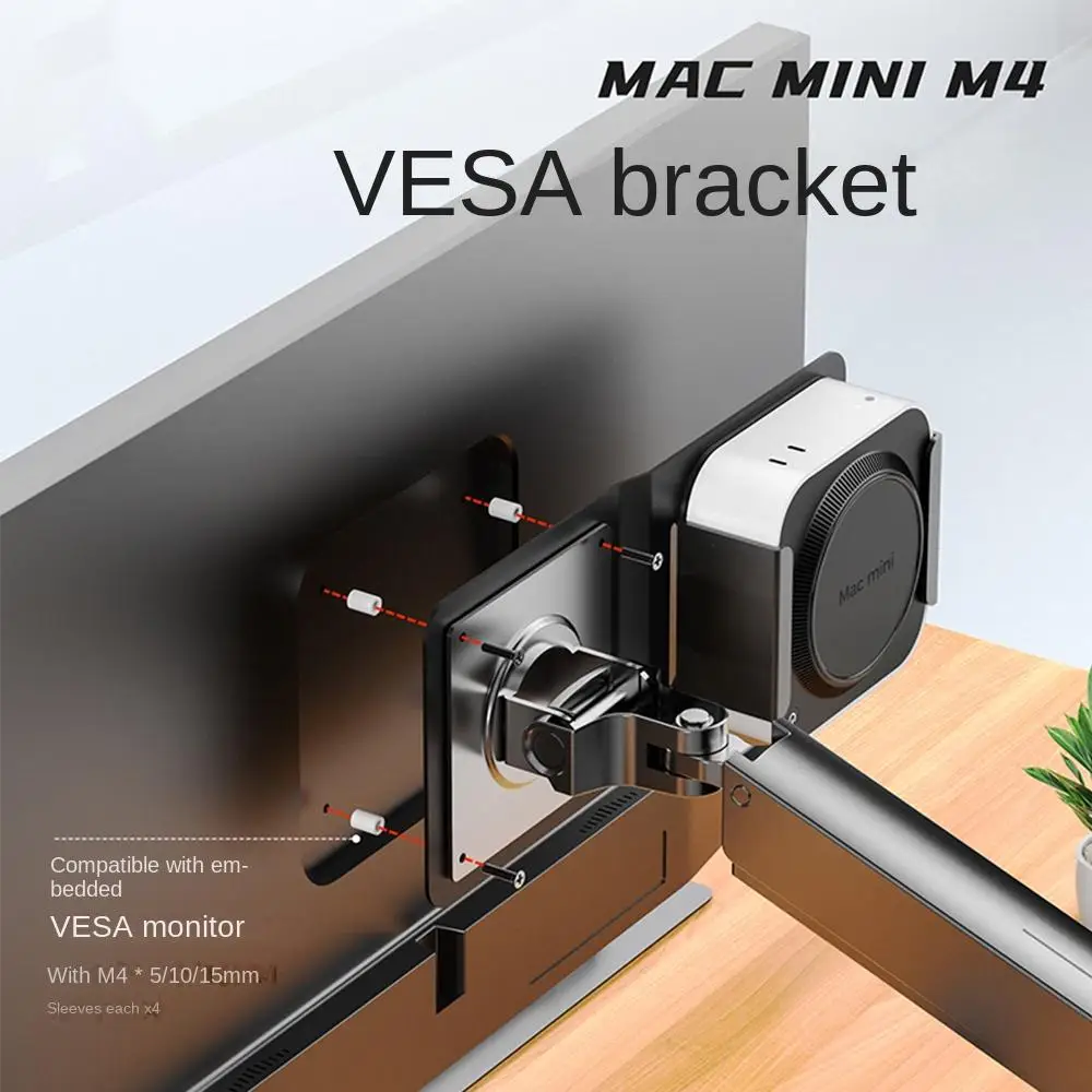 75*75/50*100 VESA Steel/Aluminum Alloy Mount Bracket For Mac Mini M4 Metal Under Desk Wall Holder Monitor Stand Heat Dissipation