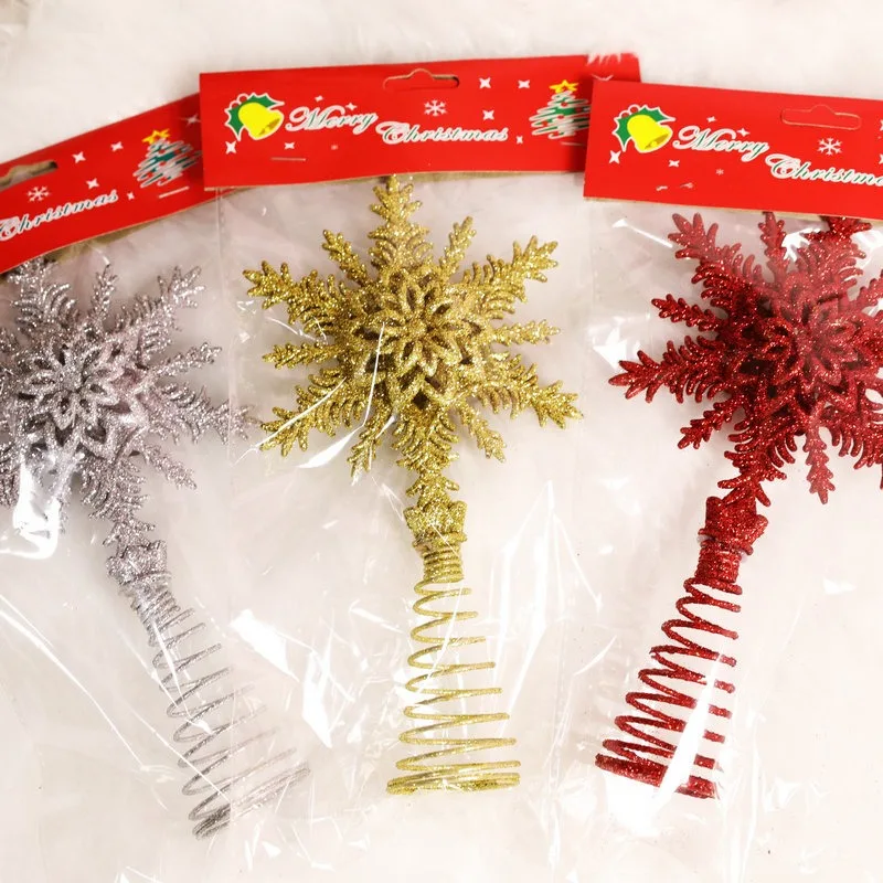 New Christmas Tree Golden Snowflake 3D Topper Christmas Decoration Hanging Ornament Festive Party Supplies 3PCS