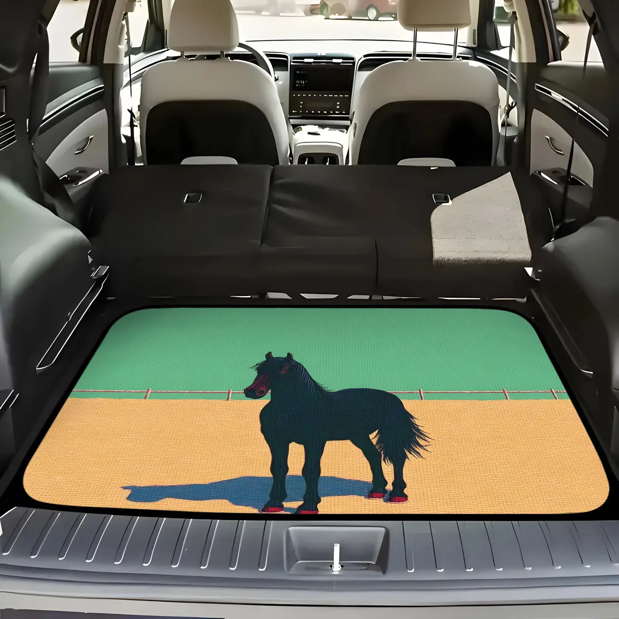 5pcs The Ebony Steed With Crimson Hooves Stands In The Sandy Enclosure General Motors Front And Rear Floor Mats | Luggage Compar