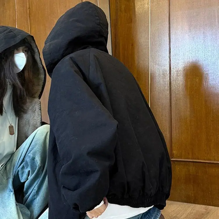 Winterjas Nieuwe dames katoenen jas Amerikaanse retro-stijl jas Hiphop geplooide ontwerpparka