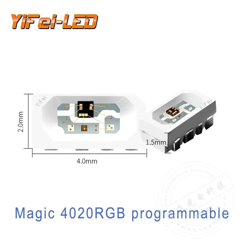 Yf923 ws2812b 4020 side RGB built-in 1C 5V magic lamp bead single touch side magic lamp