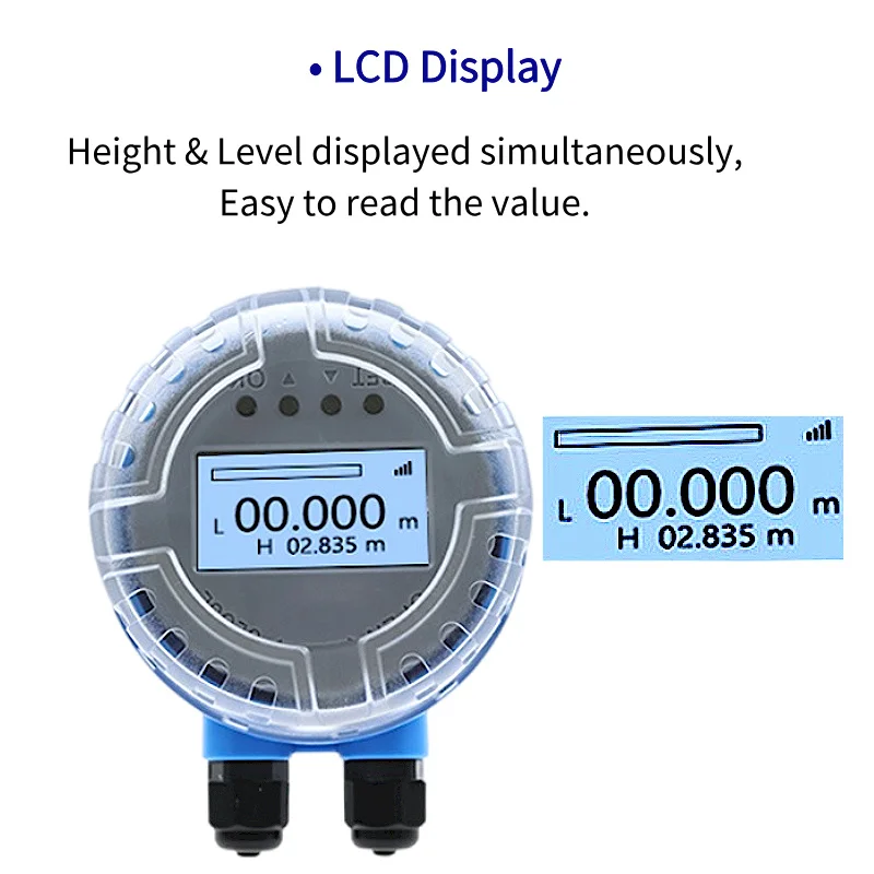 DC24V Sensor Ketinggian Air Radar Non-kontak untuk Cairan Tangki Partikel Padat Pengukur Tingkat Radar PTFE Meteran Tingkat Ultrasonik