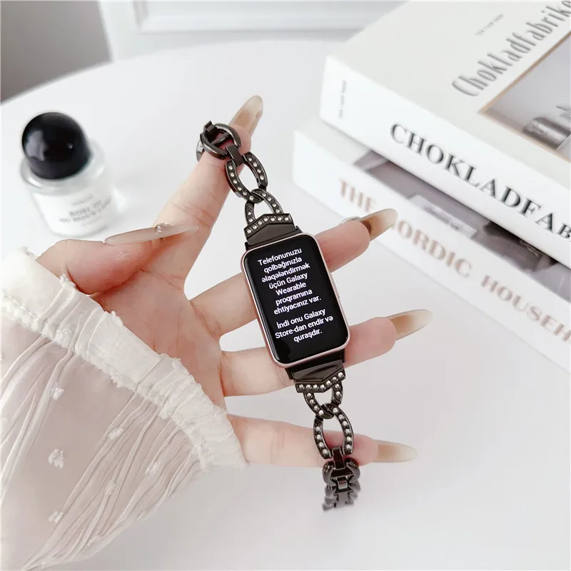 Luxury Fashion Rhinestone Metal Watch Band for Samsung Galaxy Fit3 smart replacement twisted strap Fit3 watchband