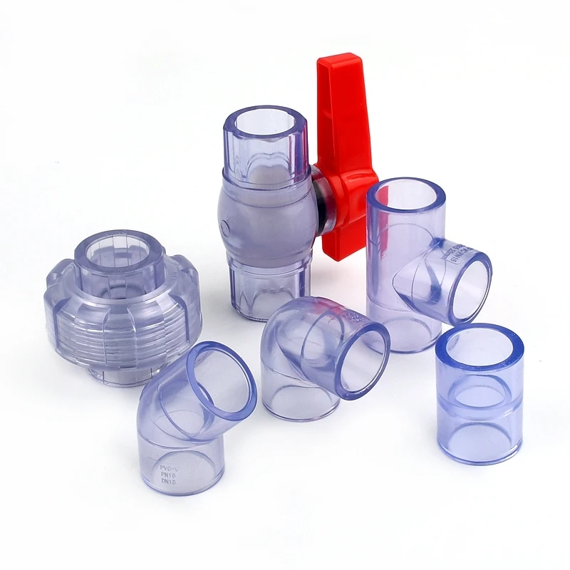 20~50mm High Quality Blue Transparent UPVC Pipe Connectors Garden Water Aquarium Fish Tank Drainage Tube Fittings Accessories