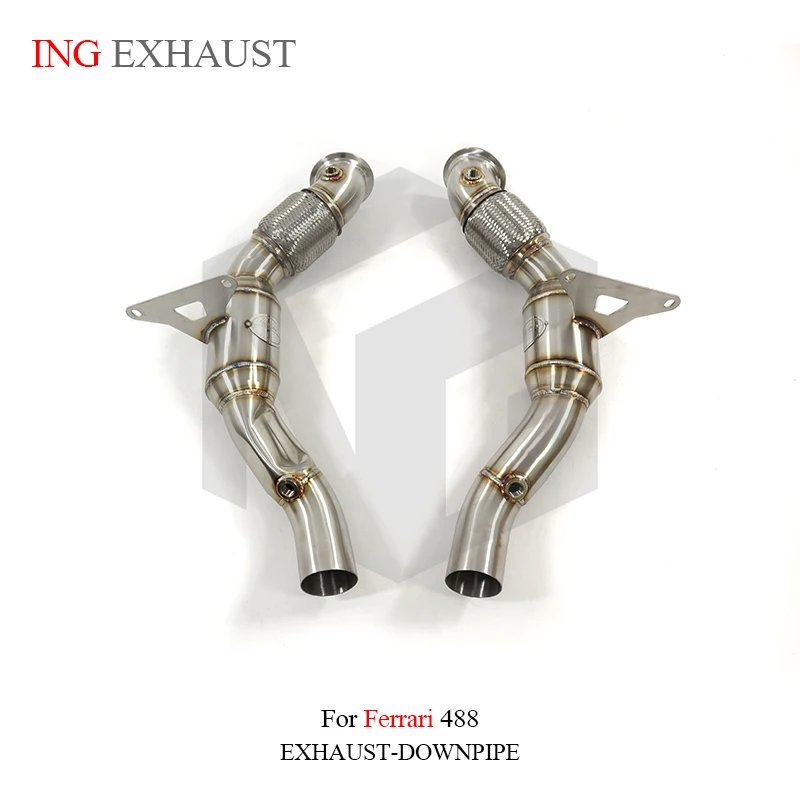 

ING Exhaust Downpipe Catalyzed for Ferrari 488 GTB F142M 3.9T Car Vehicle Engine without Heat Shield Tube Performance System